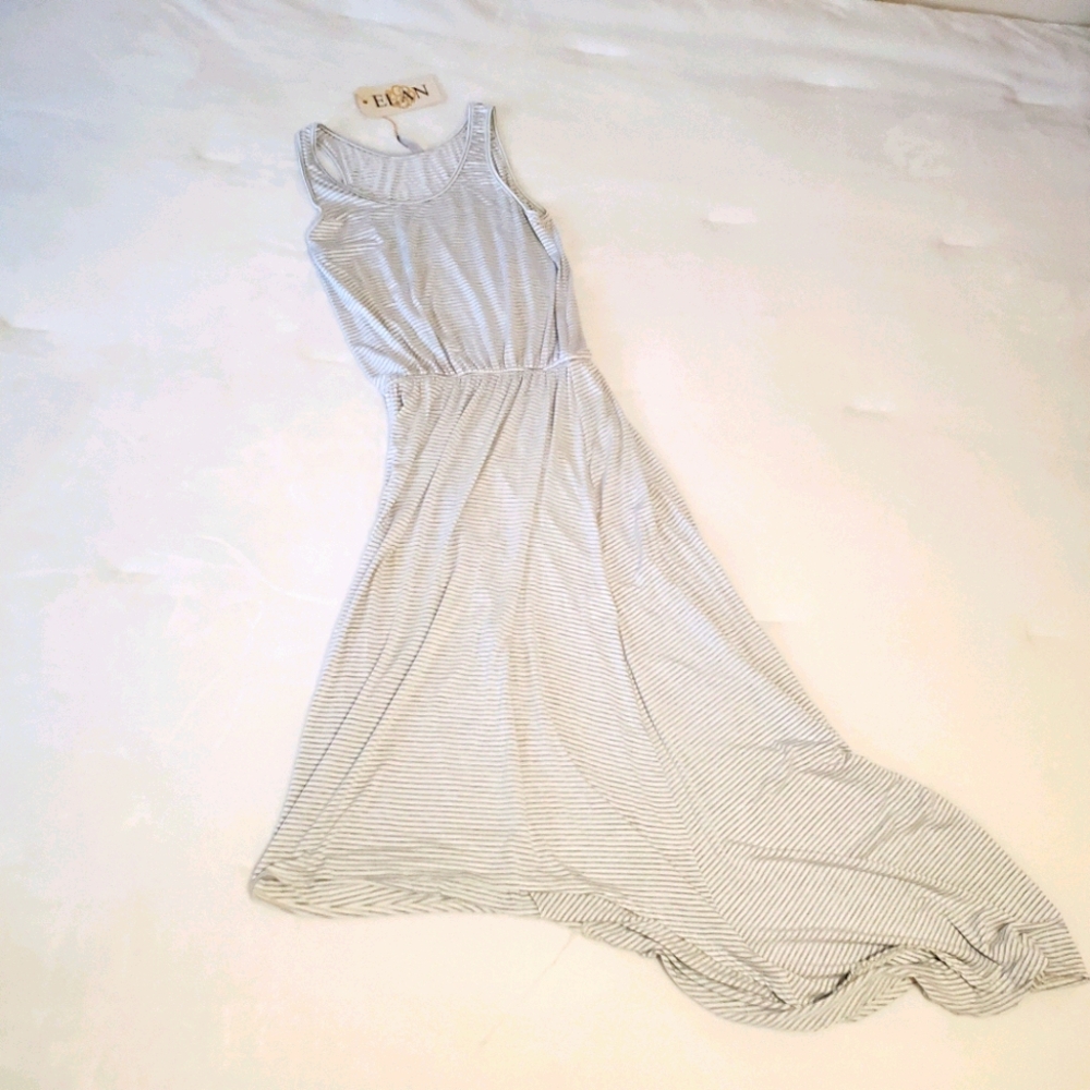 ELAN White & Gray Maxi Dress New W Tag
